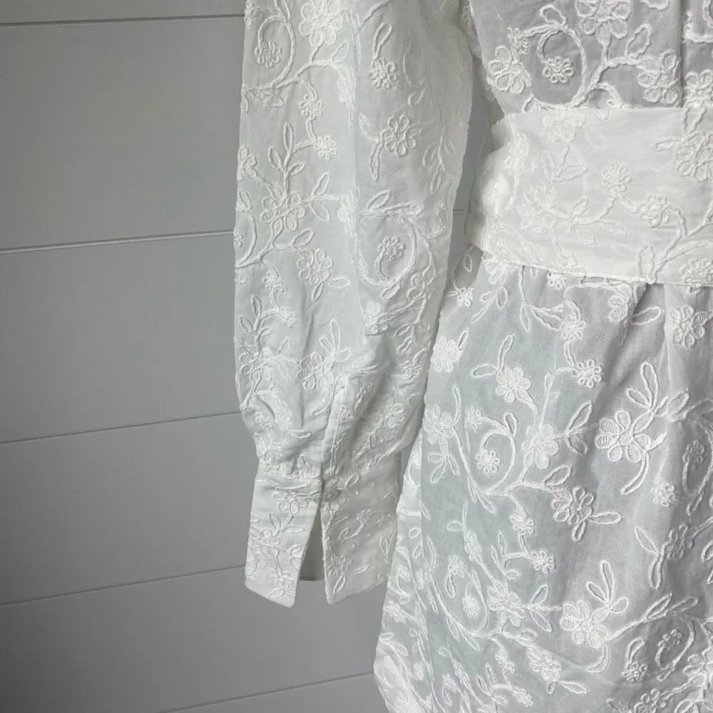 SUPER NATURAL BY SECRET MISSION SKIPE SHIRT EMBROIDERED WHITE DRESS SIZE S $425 - Picture 7 of 12